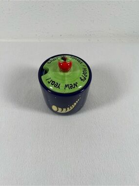 Rosh Hashanah Honey Dish Pot with Lid Shanah Tovah Shofar Design